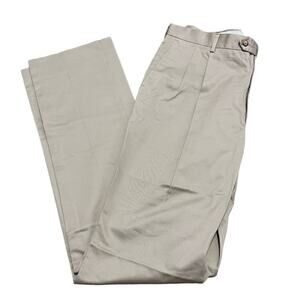 Berle Men's Pleated Classic Fit Cotton Dress Chino Pants Khaki 40x39 Raw Hem NWT